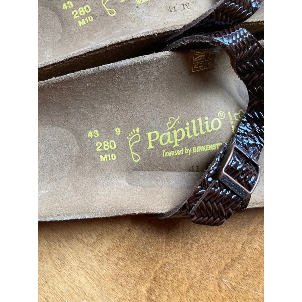 Papillio Birkenstock Gizeh Brown Woven Sandals Mens 10 EU 43 Thong Flip Flop